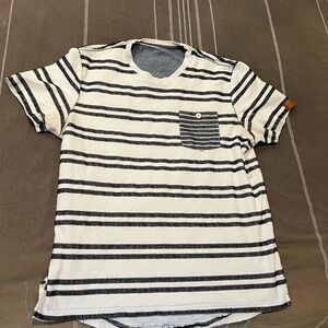 Black and White Striped T-Shirt with Pocket